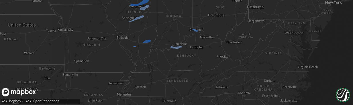 Hail map in Kentucky on December 29, 2025