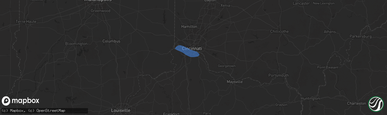 Hail map in Latonia, KY on December 29, 2025