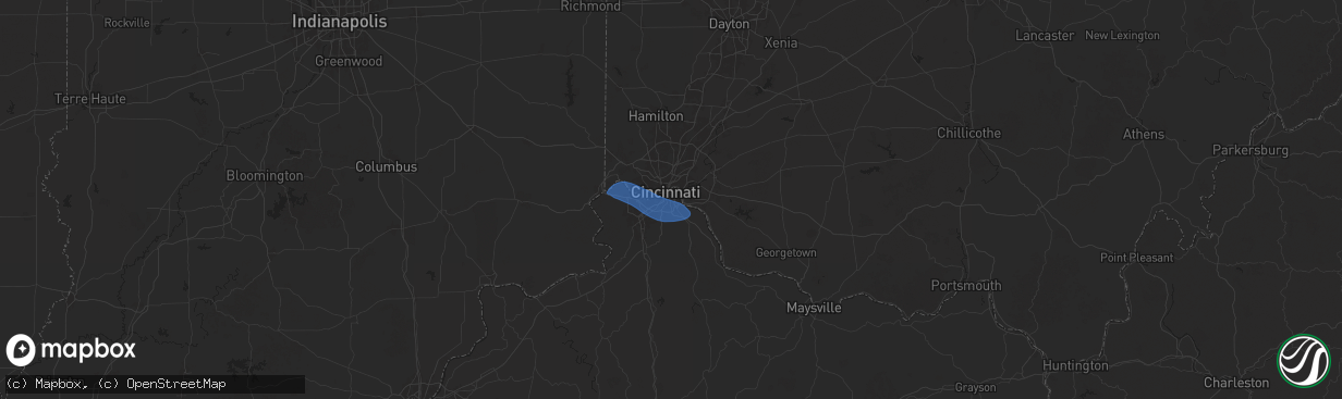 Hail map in Newport, KY on December 29, 2025