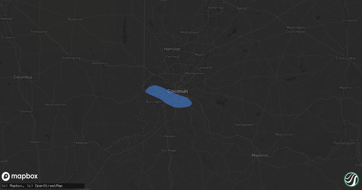 Hail map in Newport, KY on December 29, 2025