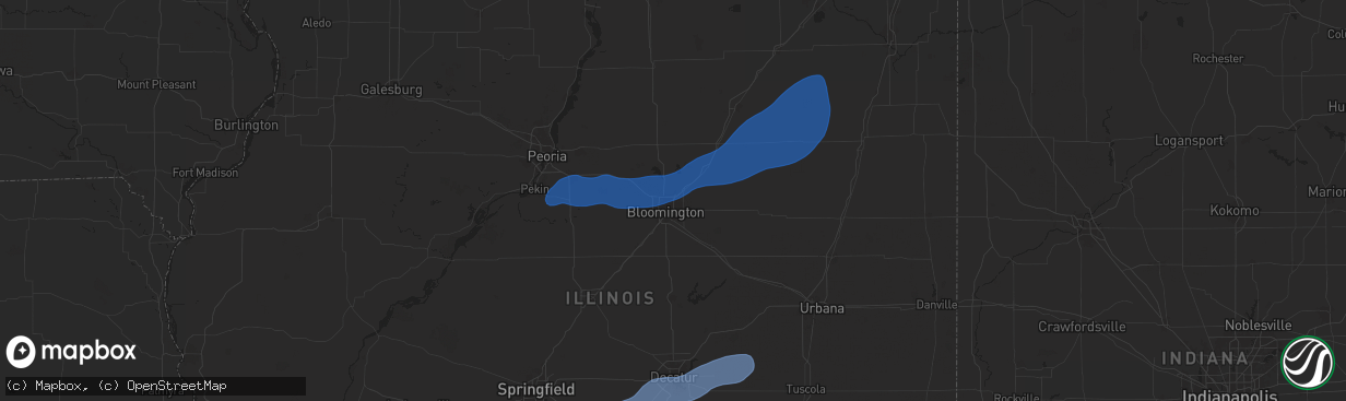 Hail map in Normal, IL on December 29, 2025