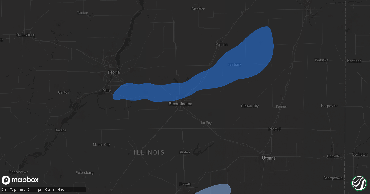 Hail map in Normal, IL on December 29, 2025