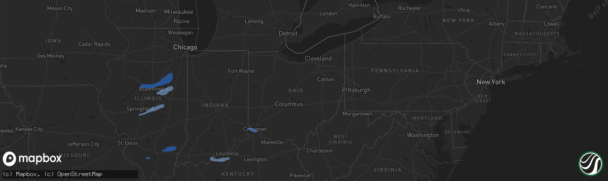 Hail map in Ohio on December 29, 2025
