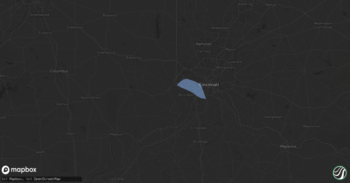 Hail map in Petersburg, KY on December 29, 2025