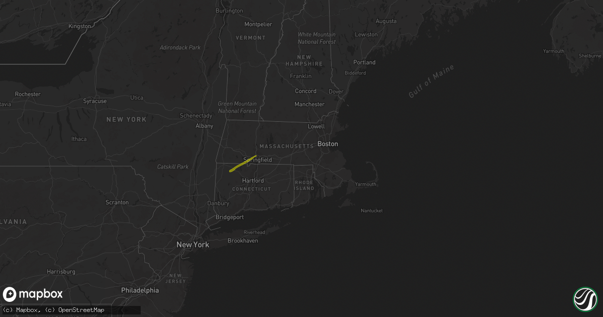 Hail map in Massachusetts on December 30, 2019