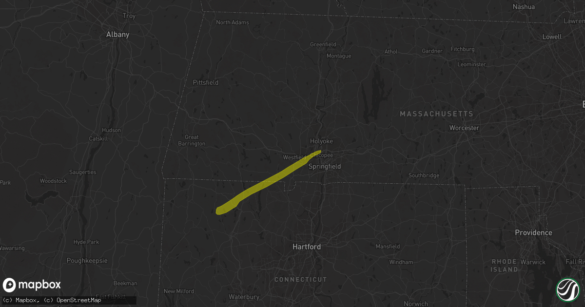 Hail map in Westfield, MA on December 30, 2019