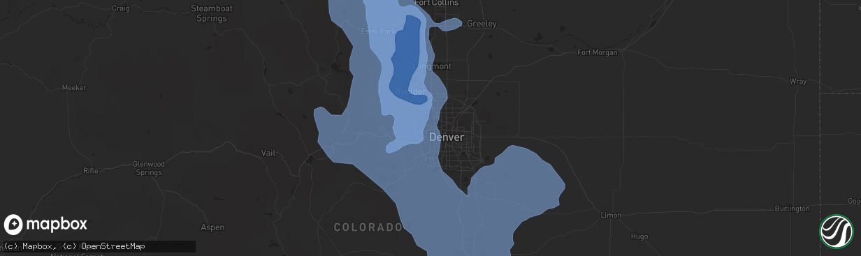 Hail map in Arvada, CO on December 30, 2021