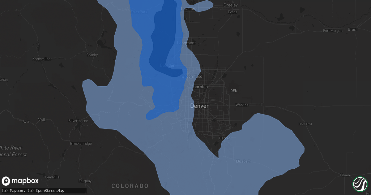 Hail map in Arvada, CO on December 30, 2021