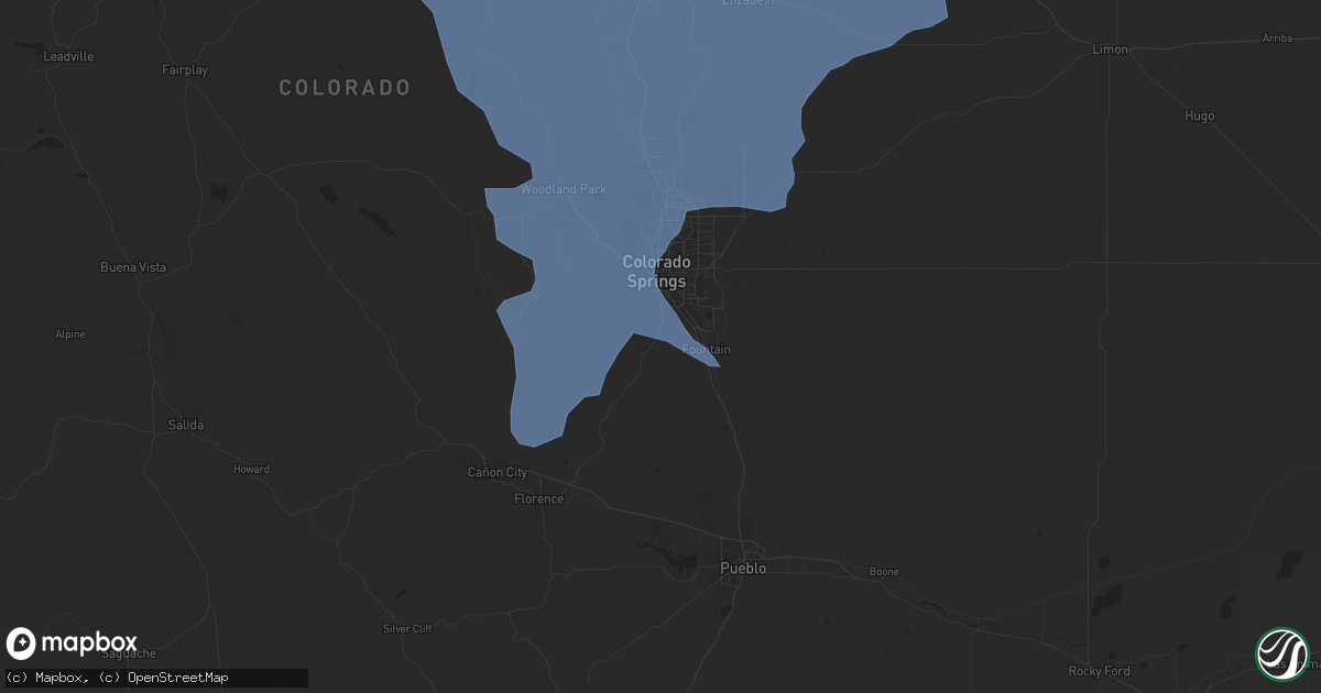 Hail map in Colorado Springs, CO on December 30, 2021