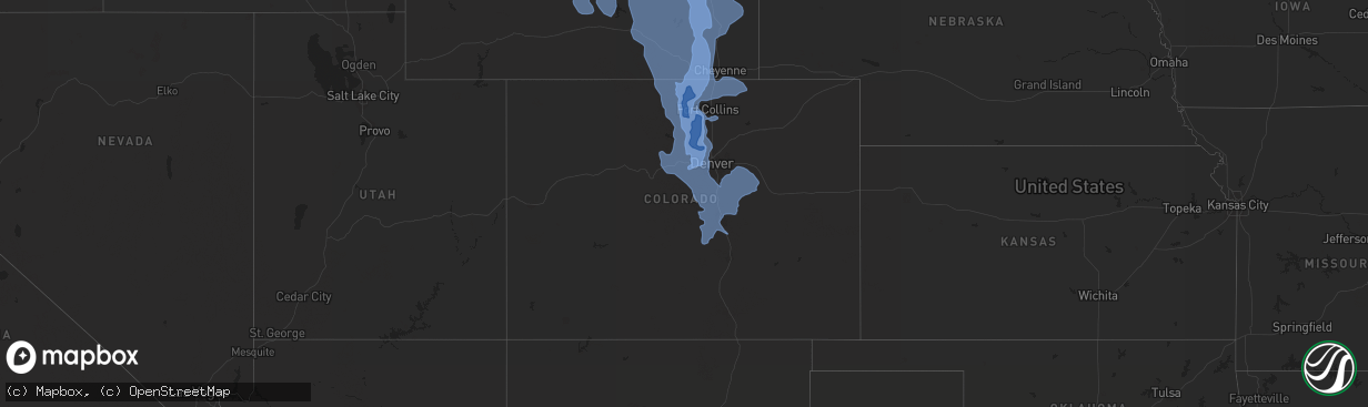 Hail map in Colorado on December 30, 2021