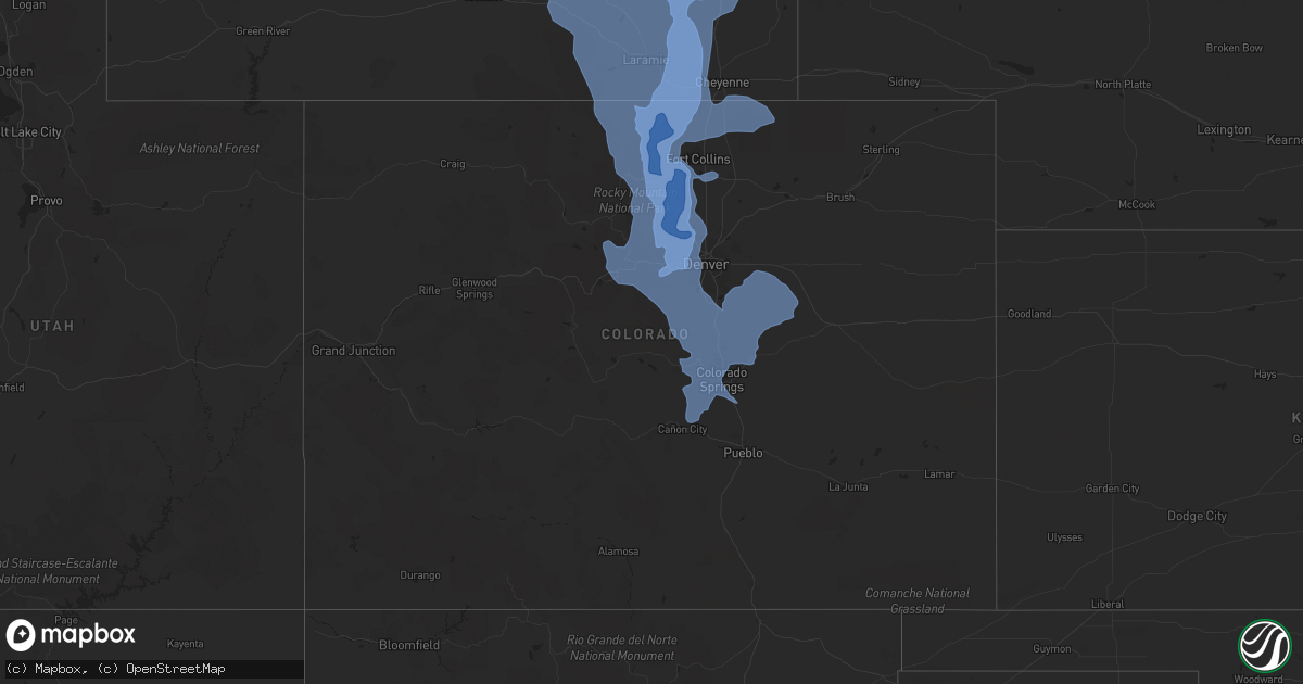 Hail map in Colorado on December 30, 2021