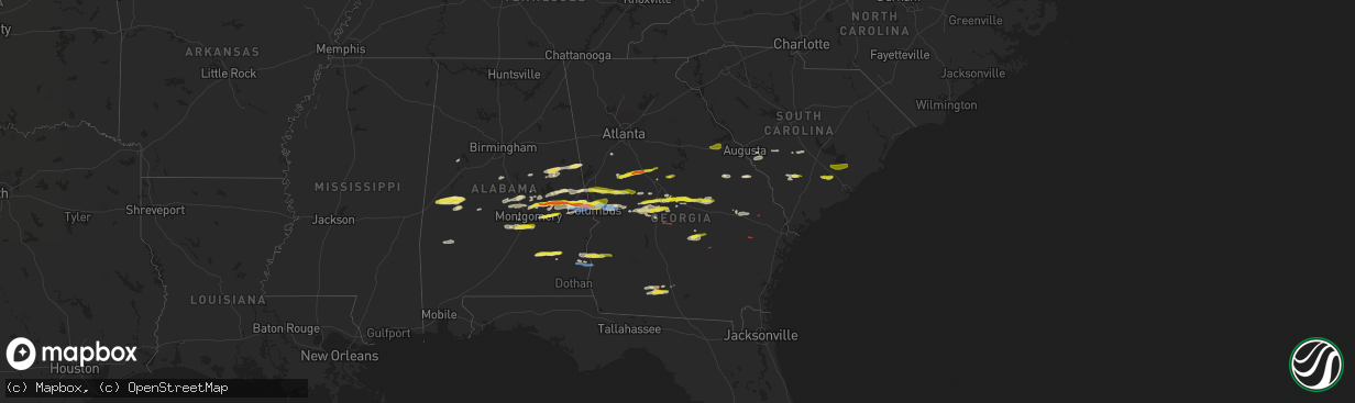 Hail map in Georgia on December 30, 2021