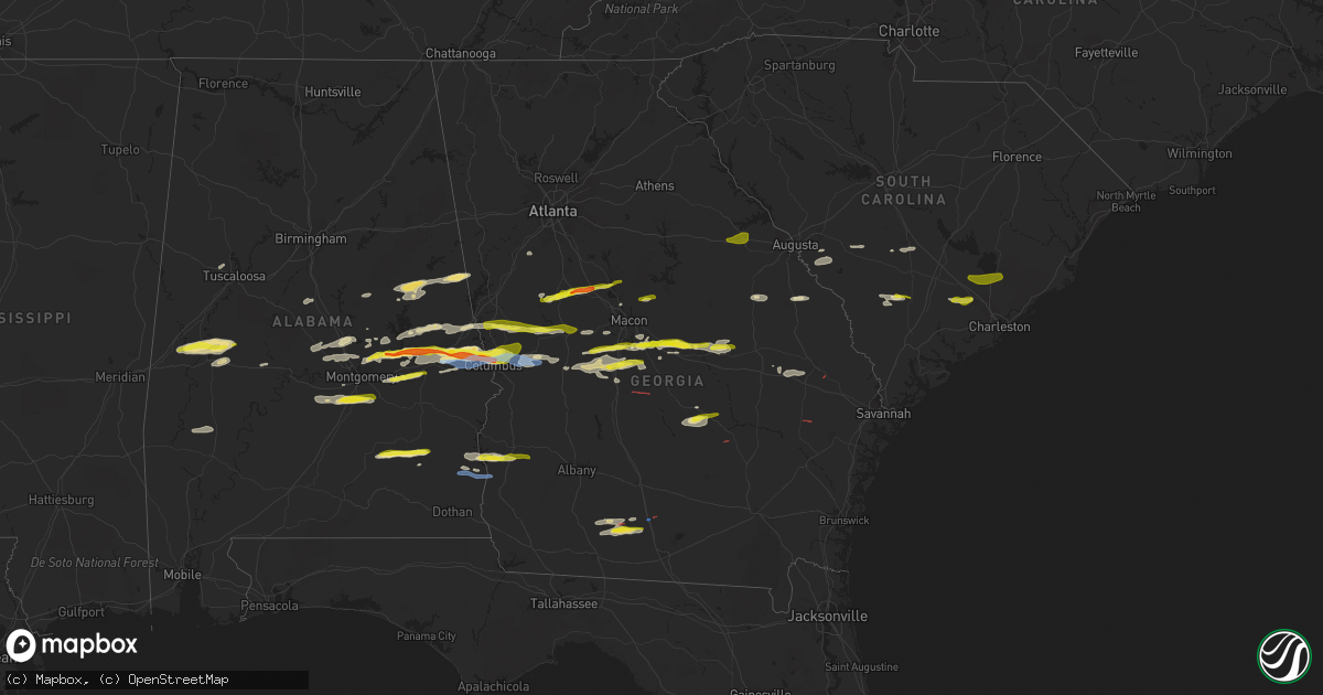 Hail map in Georgia on December 30, 2021