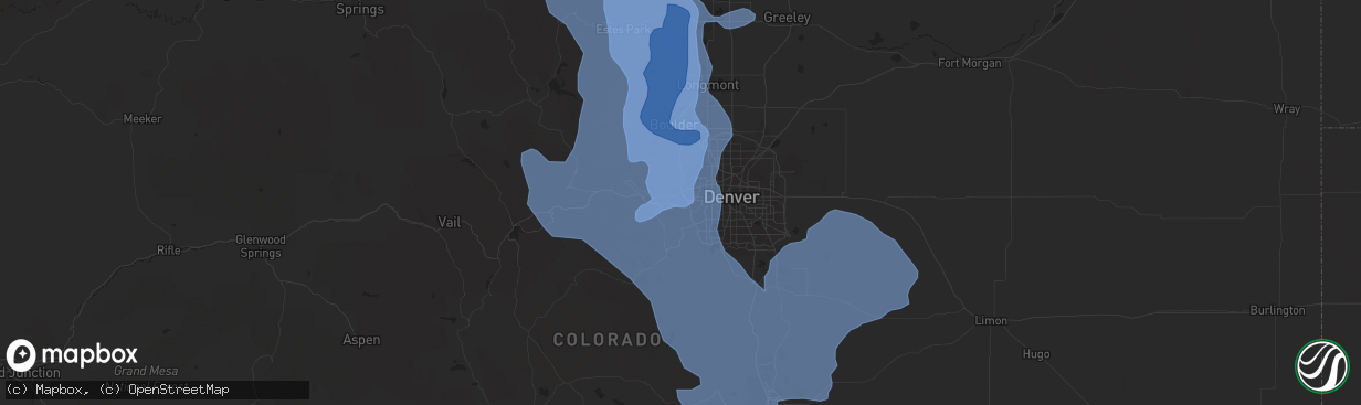 Hail map in Golden, CO on December 30, 2021