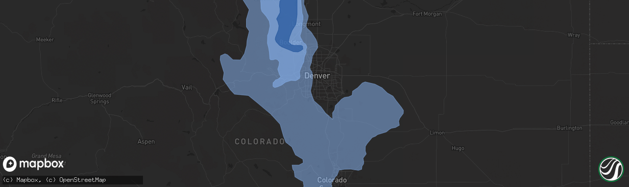 Hail map in Littleton, CO on December 30, 2021