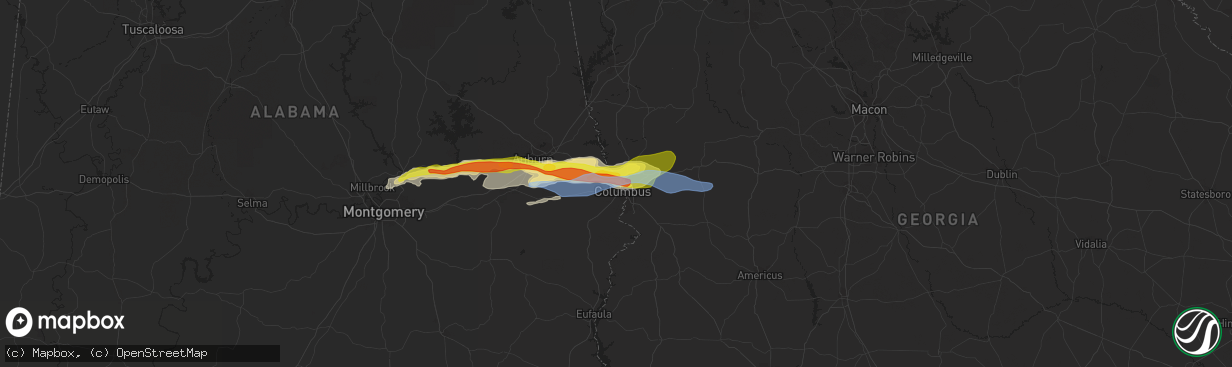 Hail map in Phenix City, AL on December 30, 2021