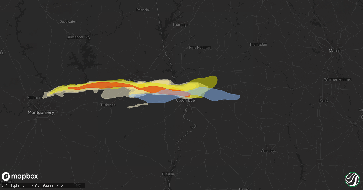 Hail map in Phenix City, AL on December 30, 2021