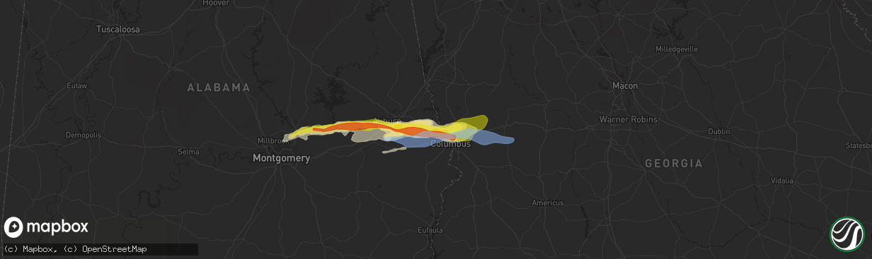 Hail map in Smiths Station, AL on December 30, 2021