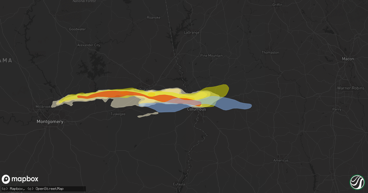 Hail map in Smiths Station, AL on December 30, 2021