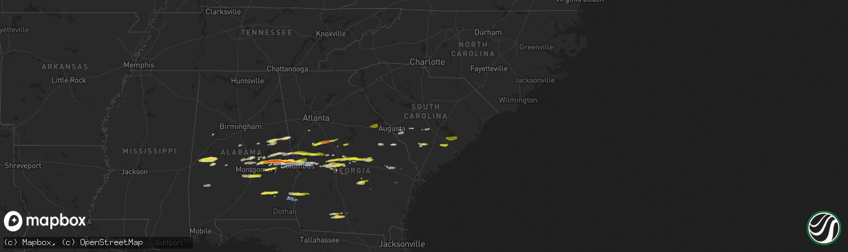Hail map in South Carolina on December 30, 2021