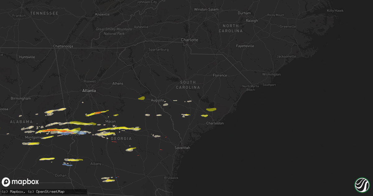 Hail map in South Carolina on December 30, 2021