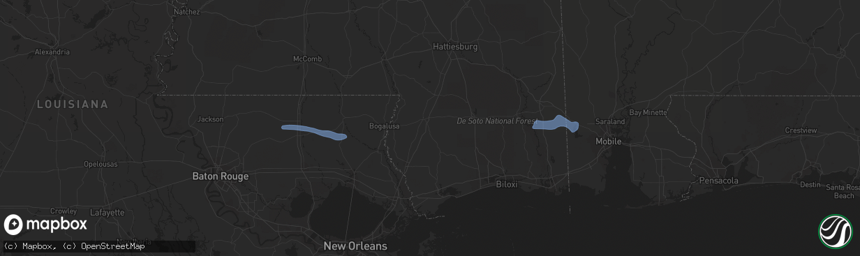 Hail map in Amite, LA on December 30, 2022