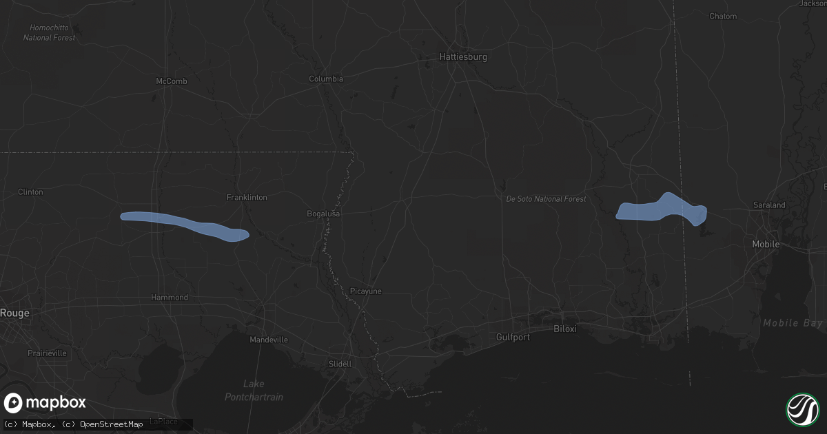 Hail map in Fluker, LA on December 30, 2022