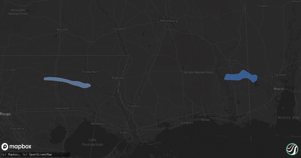 Hail map in Folsom, LA on December 30, 2022