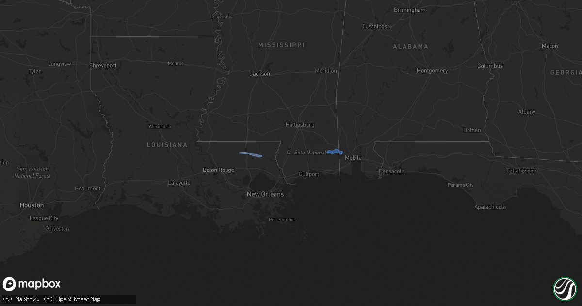 Hail map in Louisiana on December 30, 2022