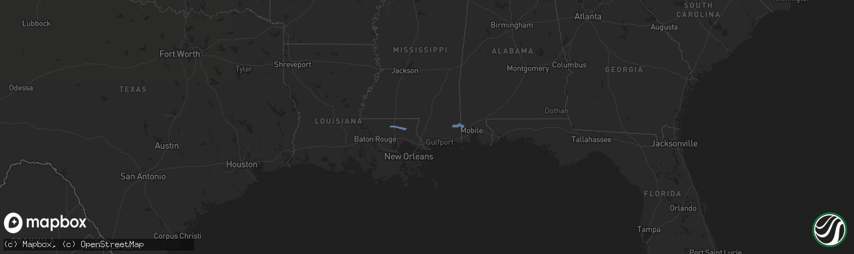 Hail map in Mississippi on December 30, 2022