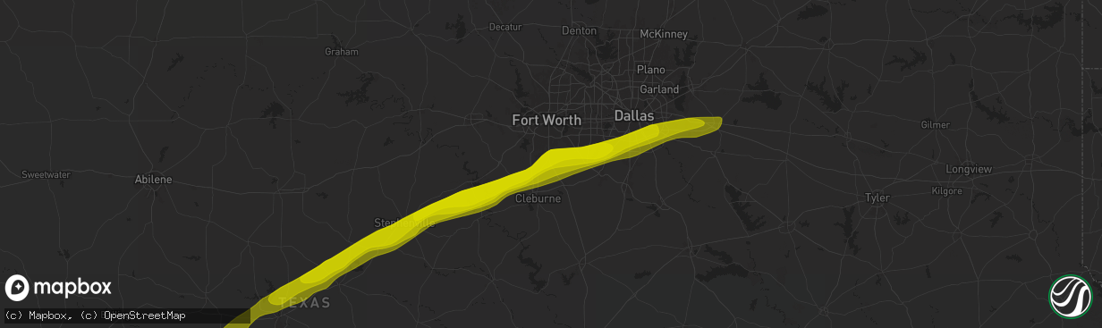 Hail map in Burleson, TX on December 31, 1899