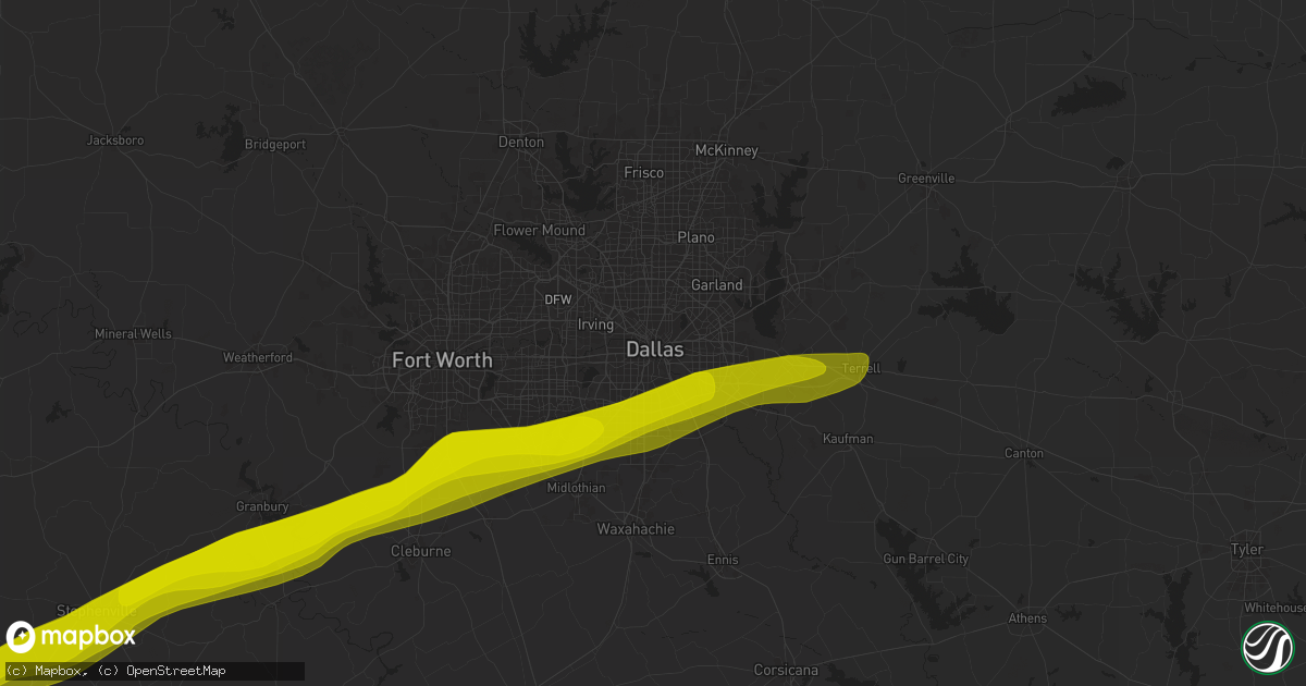 Hail map in Dallas, TX on December 31, 1899