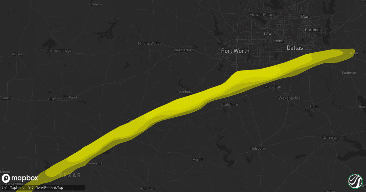 Hail map in Granbury, TX on December 31, 1899