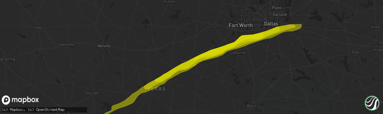 Hail map in Stephenville, TX on December 31, 1899