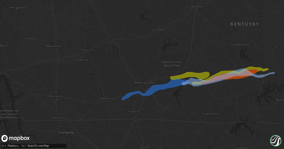 Hail map in Bowling Green, KY on December 31, 2021