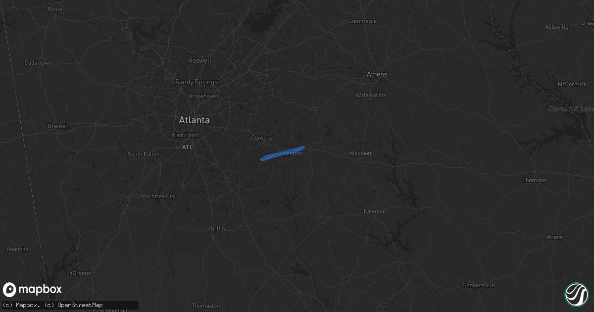 Hail map in Covington, GA on December 31, 2021