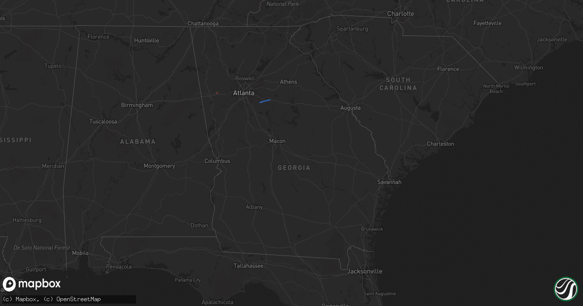 Hail map in Georgia on December 31, 2021