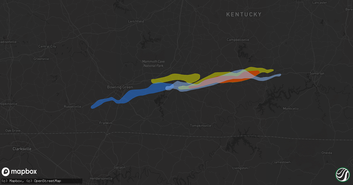 Hail map in Glasgow, KY on December 31, 2021