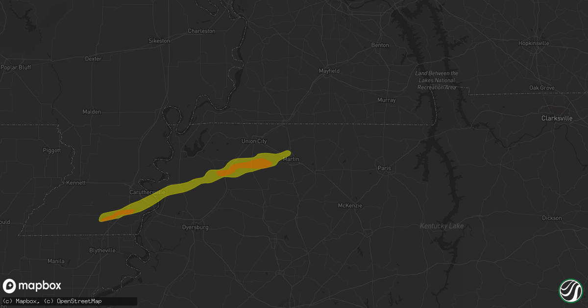 Hail map in Martin, TN on December 31, 2021