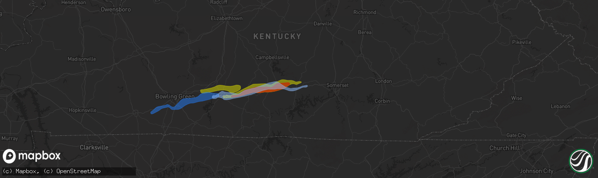 Hail map in Russell Springs, KY on December 31, 2021