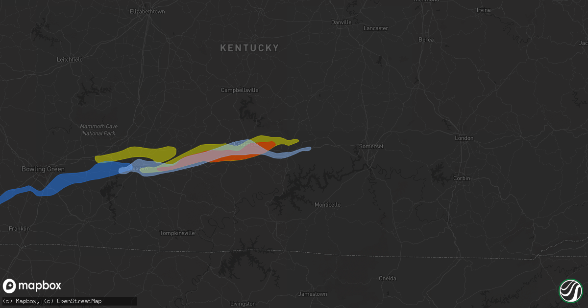 Hail map in Russell Springs, KY on December 31, 2021