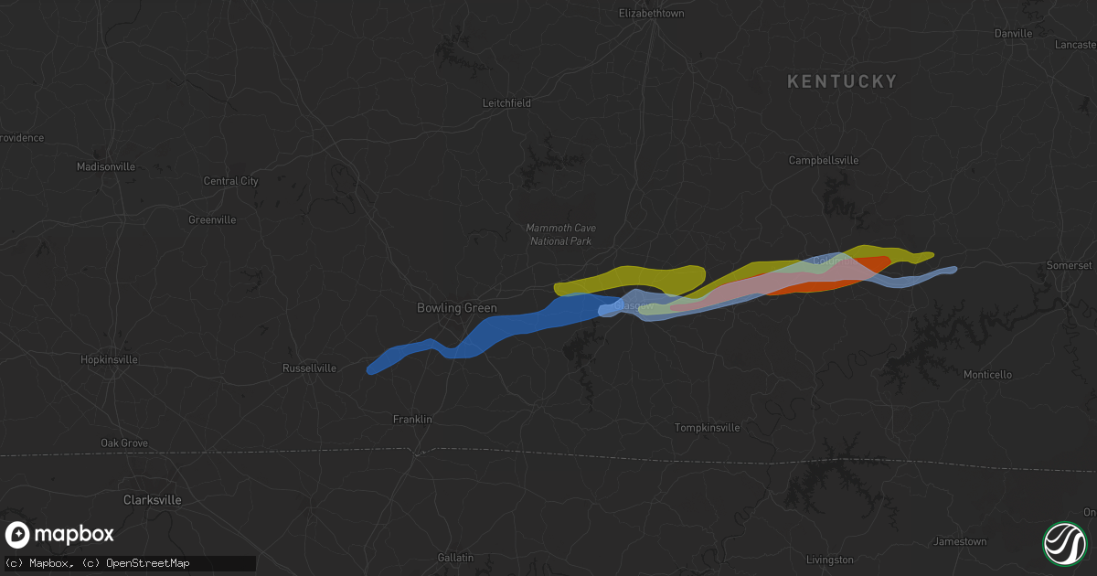 Hail map in Smiths Grove, KY on December 31, 2021