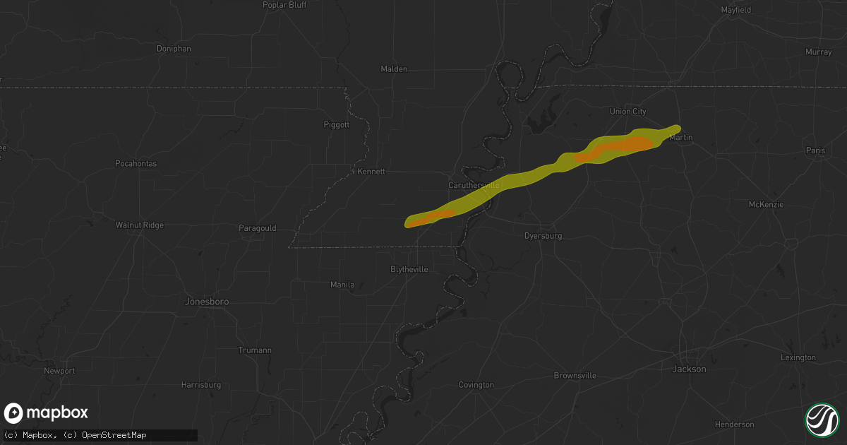 Hail map in Steele, MO on December 31, 2021