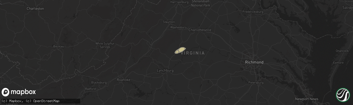 Hail map in Arrington, VA on December 31, 2024