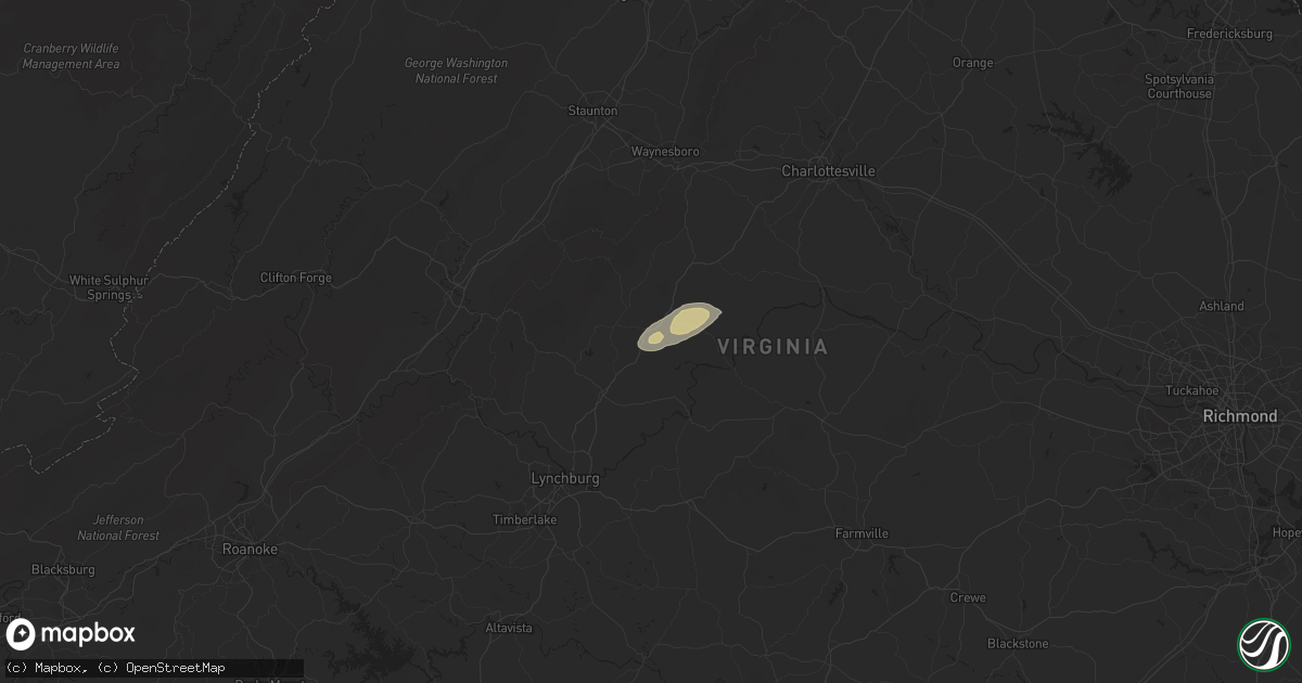 Hail map in Arrington, VA on December 31, 2024