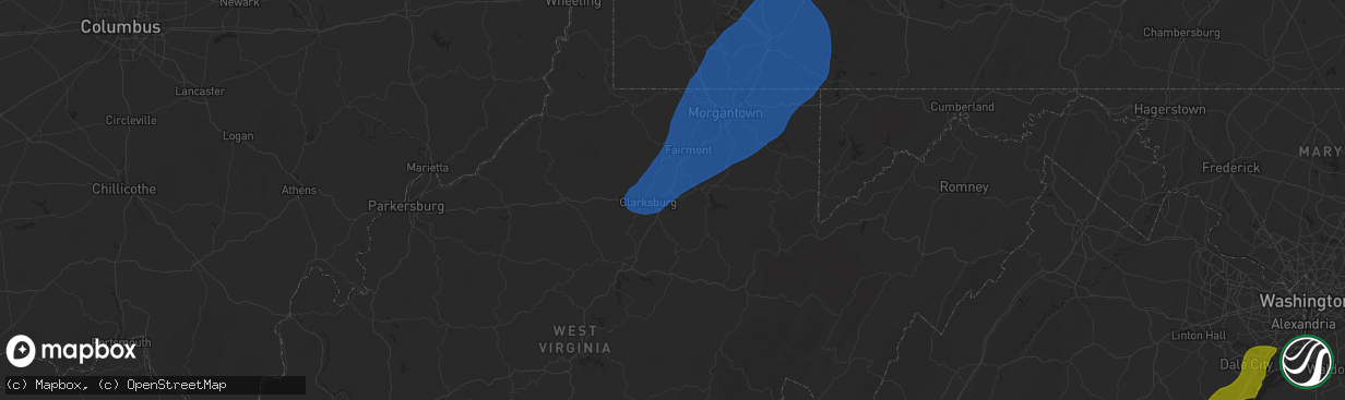 Hail map in Bridgeport, WV on December 31, 2024