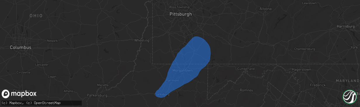 Hail map in Carmichaels, PA on December 31, 2024