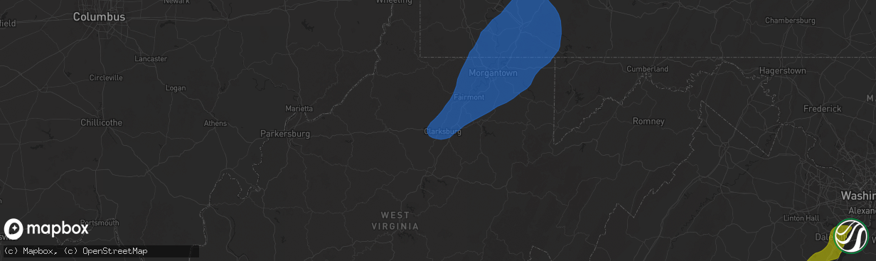 Hail map in Clarksburg, WV on December 31, 2024