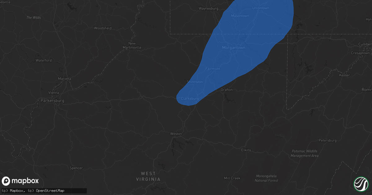 Hail map in Clarksburg, WV on December 31, 2024