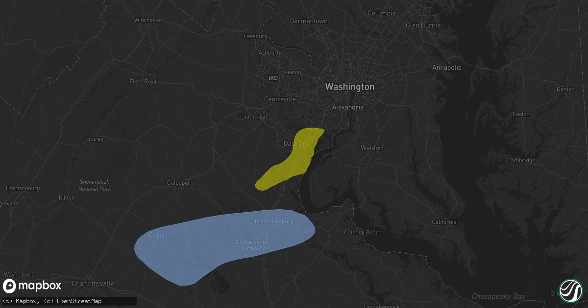 Hail map in Dumfries, VA on December 31, 2024